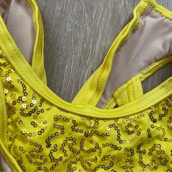 WEISSMAN Dance Costume yellow Fringe flapper GOOD TO BE ALIVE 11109 LC child - Picture 2 of 13